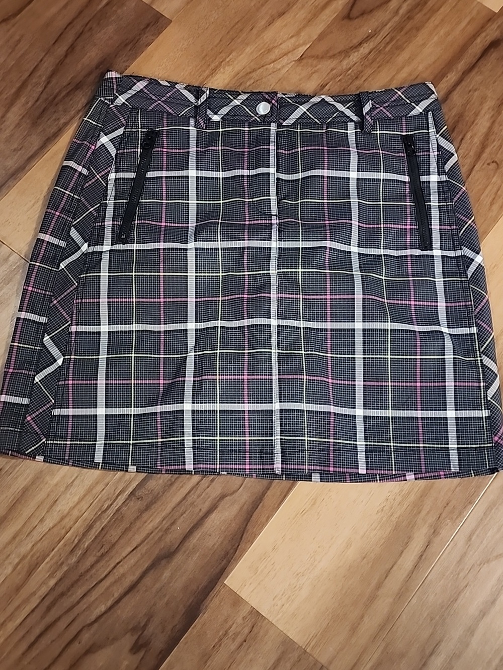 Black Plaid Mini Skort with Pink & Yellow Accents